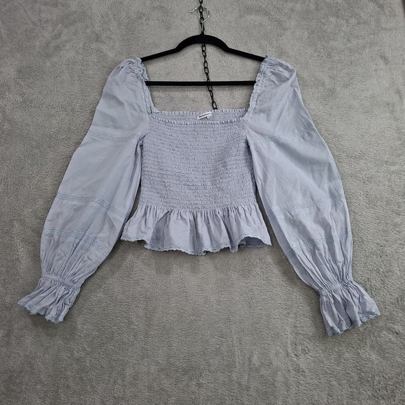 Reformation Tops - Reformation Light Lavender Smocked Peasant Blouse